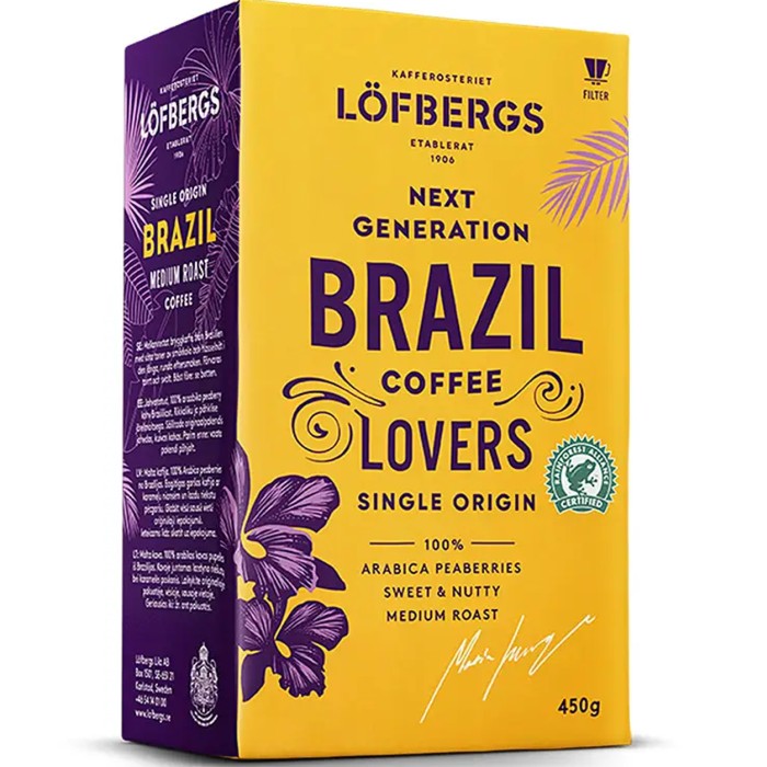 L&ouml;fbergs Brazil Malet Bryggkaffe 450g