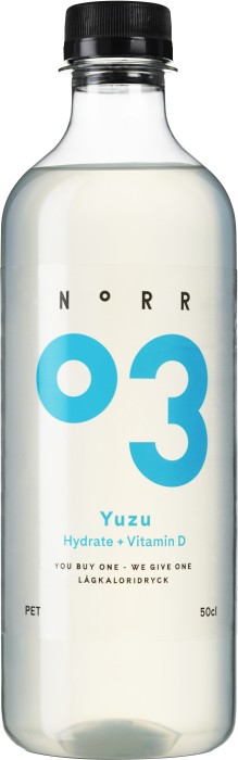 Flaska som innehåller dricka med smak av Yuzu från Norr company