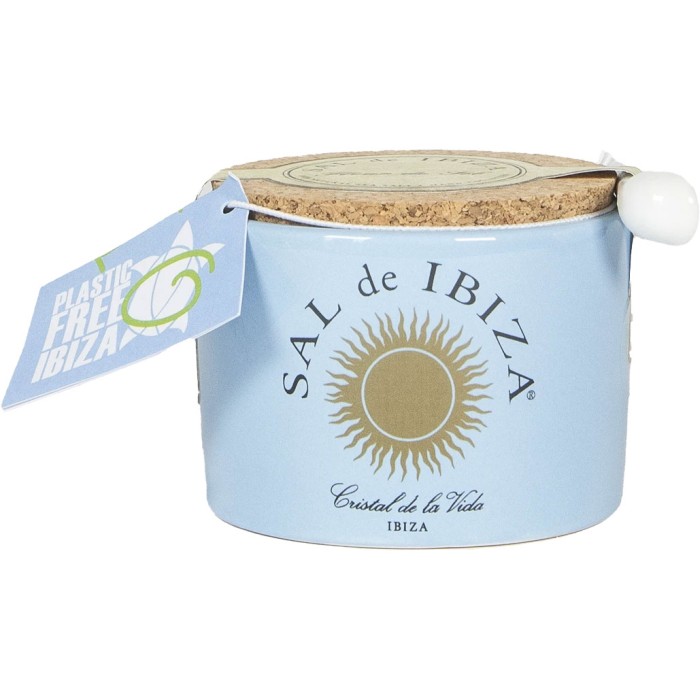 Sal de Ibiza Fleur de Sel Svart Vitlök "Mar Blau" Keramikbehållare 140g