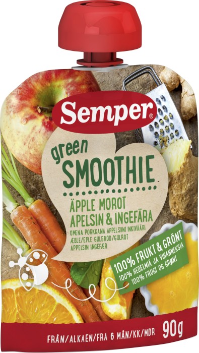 Köp Semper Green Smoothie Äpp/ap/mor/ingfär 6m 90g på 