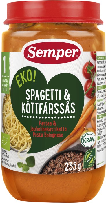 Köp Semper Spagetti & Köttfärssås 12M 235g på 